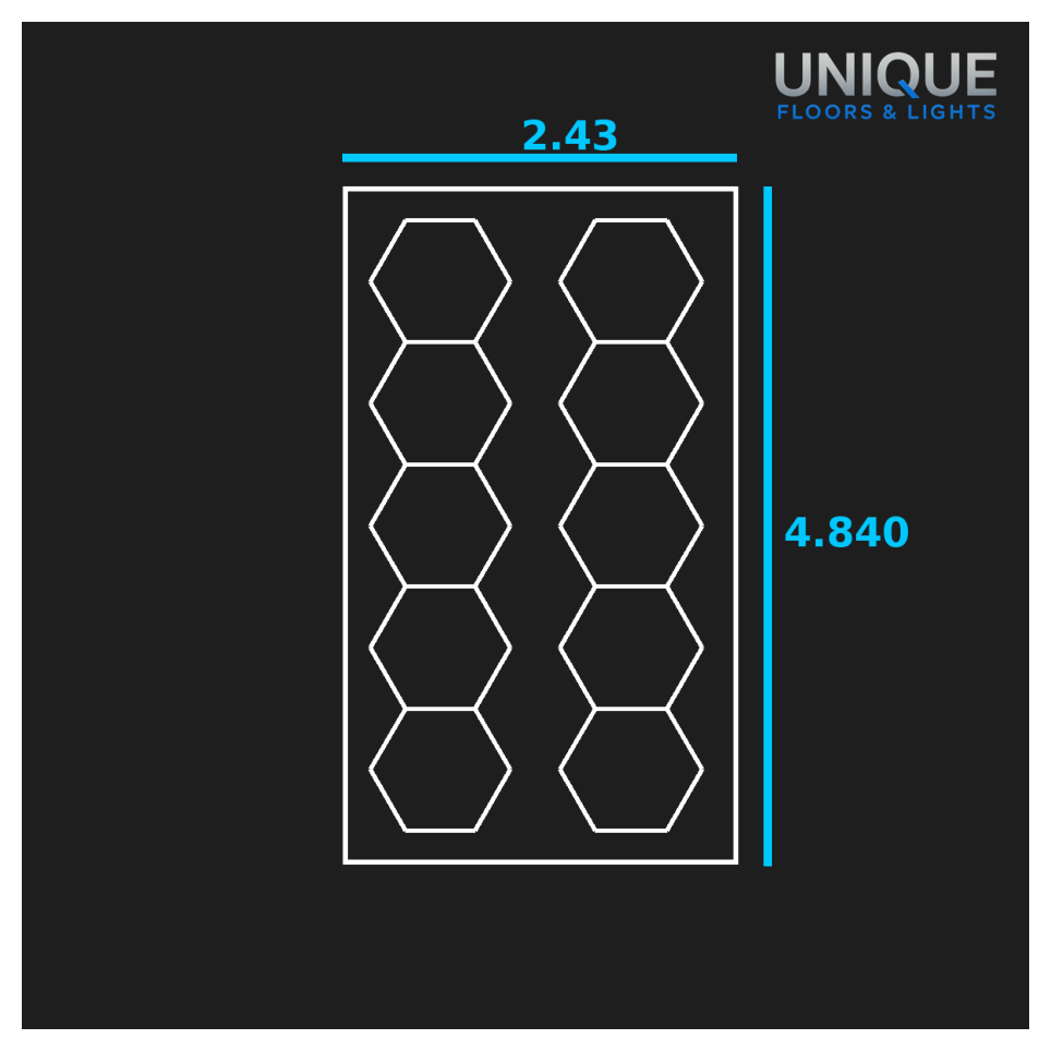 10 Hexagon (2 Lines) & Border LED Lighting Kit - Fully Dimmable - Free Delivery