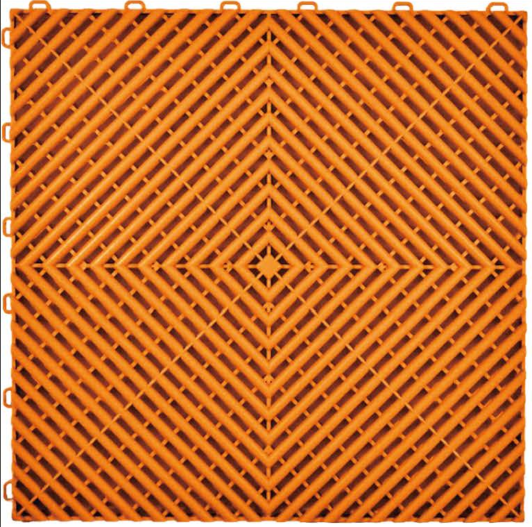 Standard Interlocking Garage Floor Tile - Orange – 40cm x 40cm (1.8cm Thick)