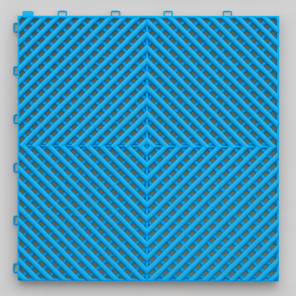 Standard Interlocking Garage Floor Tile - Sky Blue – 40cm x 40cm (1.8cm Thick)