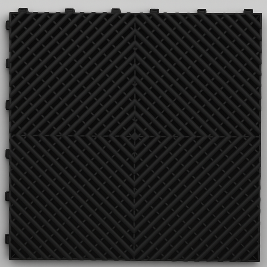 Standard Interlocking Garage Floor Tile - Black – 40cm x 40cm (1.8cm Thick)