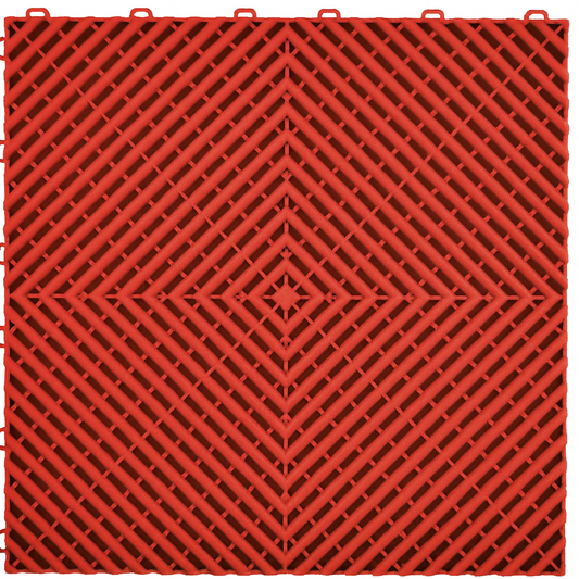 Standard Interlocking Garage Floor Tile - Red – 40cm x 40cm (1.8cm Thick)