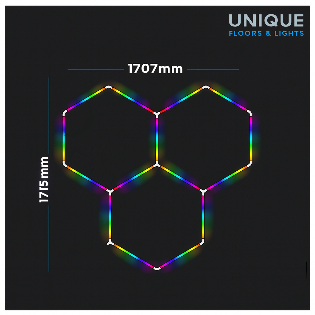 3 Hex RGB LED Lighting Kit - Fully Dimmable - Free Delivery