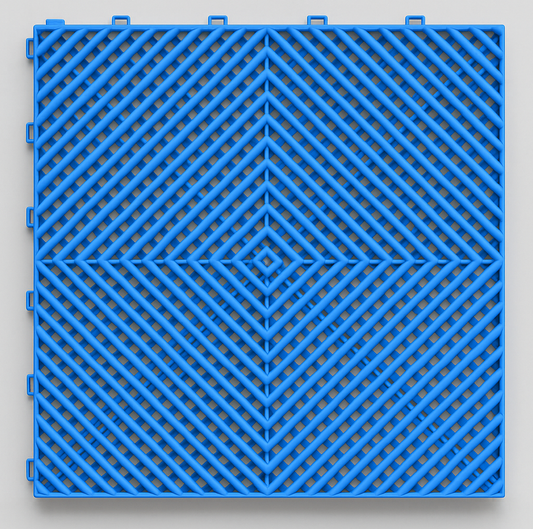 Standard Interlocking Garage Floor Tile - Blue – 40cm x 40cm (1.8cm Thick)