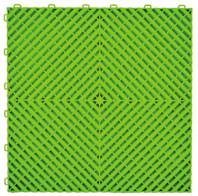 Standard Interlocking Garage Floor Tile - Light Green – 40cm x 40cm (1.8cm Thick)