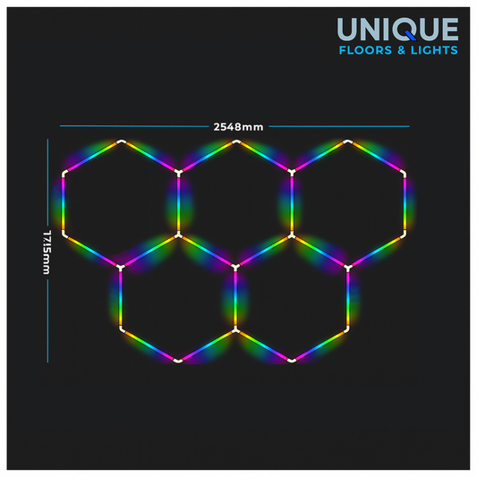 5 Hex RGB LED Lighting Kit - Fully Dimmable - Free Delivery
